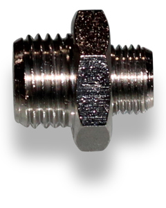 Hexagon nipple - red., brass nickel plated, 1/8" - 1/4"